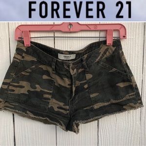 Forever 21 Camouflage Denim Shorts